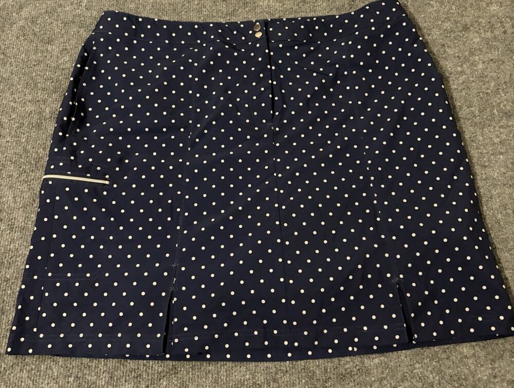 Chico's Navy Blue Polka Dot Skort with White Dots